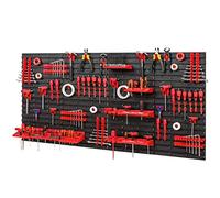Panel organizador de herramientas de 1544 x 780 mm, set con 75 soportes para herramientas con pared perforada, sistema de almacenamiento, estantería de pared, estantería de taller