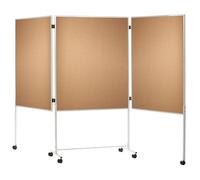 Panel para conferencias, desplazable, corcho natural, H x A x P 1800 x 2800 x 500 mm, de tres piezas.