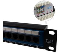 Panel Parche Cat6 Rack Montable 24 Puerto Ethernet Gigabit 48.3cm Colorido