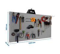 Panel perforado 400x1200x35 PANELCLICK 1200x400 GRIS + 22 HOOK + 3 ACCE marca SIMONRACK