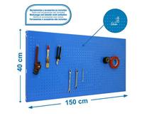 Panel perforado 400x1500x35 PANELCLICK 1500x400 AZUL + 8 HOOK marca SIMONRACK