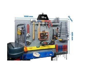 Panel perforado 400x1500x35 PANELCLICK 1500x400 GRIS + 8 HOOK marca SIMONRACK