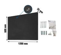 Simon Rack Panel Herramientas Pared, Organizador Herramientas, Incluye 22 Ganchos y 8 Soportes, 1200x600 mm, Antracita - Simonwork