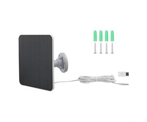 Panel solar 5W 5V para Ring Video Doorbell 4 3 2 Monitoreo de cámara con estabilizador de voltaje Cable de alimentación Placa de carga (blanco)