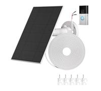 Panel solar de 5 V y 3 W compatible con Ring Battery Video Doorbell Plus, Ring Video Doorbell 3/3 Plus/4, cargador de panel solar con batería de litio recargable integrada de 4000 mAh y cable de