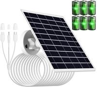 Panel solar de 9W/5V con batería recargable integrada de 15600mAh, con cable de carga 3 en 1 de 5pies (micro USB, tipo C y conector DC3.5 x 1.35) para cámaras de seguridad y otros dispositivos