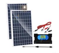Panel solar, juego de controlador de panel solar dual de 10 W con carga rápida USB QC 3.0, cargador solar para carga rápida de vehículos eléctricos móviles al aire libre (doble placa)