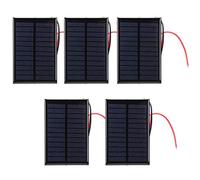 Panel Solar Mini, Placa Epóxica 6V 0,6W, 5 Unidades con Cable 30cm Rojo y Negro - Alta Eficiencia, Resistente a Intemperie, Ideal para Proyectos DIY
