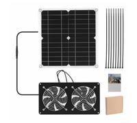 Panel solar monocristalino de 40 W, kit de ventilador dual para ventilación de invernadero y enfriamiento de pollo, sistema de disipación de calor impermeable IP65 con soplador de 12 V, laminación de