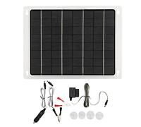 Panel Solar, Panel de Cargador de Batería Solar de Polisilicio de 20W 12V con Puerto de Carga USB Doble y Cable Obd, para Coche, RV, Barco, Marina, Remolque, Camping