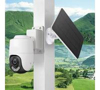 Panel solar para cámara de seguridad de 4 W 5 V, fuente de alimentación resistente a la intemperie, rotación de 360 grados, cable largo compatible con timbre de puerta, color blanco (negro)