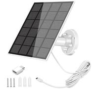 Panel solar para cámara de seguridad de 5 W, cargador de panel solar USB IP65, cargador solar impermeable con montaje ajustable de 360°, cable de carga micro USB de 9 pies, puerto USB-C (1 unidad)