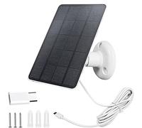 Panel Solar para Cámara de Seguridad, Panel Solar de 6W/5V para Cámara de Monitoreo con Puerto Micro USB y USB-C, Cargador Solar IP65 con Soporte Ajustable de 360° (Blanca)