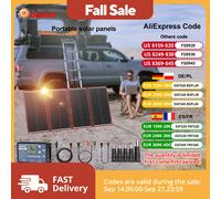 Panel solar plegable flexible de 18 V Dokio 295 W con kit y soporte de controlador de 12 V, panel solar portátil para batería de automóvil, camping 295W