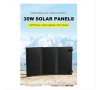 Panel solar plegable tipo C de 30 W y 18 V, cargador USB fotovoltaico para exteriores, carga rápida, color gris