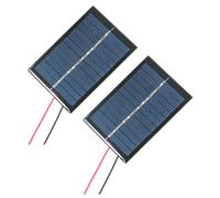 Panel solar policristalino de 6 V de 0,6 W con cable de 15 cm para proyectos solares de bricolaje, luz de calle, suministros eléctricos para el hogar, color negro, paquete de 2