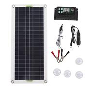 Panel Solar Portátil de 30 W, Kit de Conector de Panel Solar Fuera de la Red de 12 V Y Controlador de Carga de 30 a para Coche, Caravana, Barco Marino, Batería de 12 Voltios, Kit de Cargador Solar de