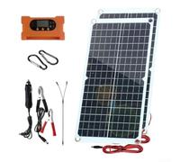 Panel solar portátil de 40 W con controlador de carga rápida y puerto tipo C para acampar al aire libre, senderismo y uso, ligero, resistente a la intemperie, monocristalino (30 A)