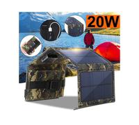 Panel solar portátil de carga de emergencia para exteriores, plegable, USB, impermeable, 20 W, 5 V,