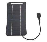 Panel solar USB 5W Cargador solar portátil de silicio monocristalino de alta eficiencia para acampar Viajes al aire libre Fuente de alimentación de emergencia Diseño compacto y (Negra)
