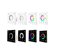 Panel táctil principal DMX512, montaje en pared de vidrio, controlador de 2,4G, atenuador AC 220V 110V, tira de luz LED monocromática CCT RGB RGBW(T15 Black)