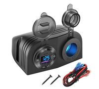 Panel tipo tienda Toma USB 12V Toma de mechero iluminada, PD3.0 & QC3.0 Cargador de aluminio de puerto USB de coche con Voltímetro LED & Interruptor Panel de alimentación impermeable Adaptador DIY Kit