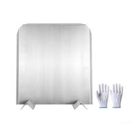 Panel trasero de chimenea de acero inoxidable de 16 x 18 pulgadas con patas ajustables, almohadilla reflectante de calor para estufas eléctricas y quemadores de leña, protección plateada para chimenea