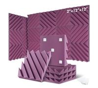 Paneles Acusticos 12/24 Pcs Home Studio Acoustic Absorption Panel Groove Sound Absorber High Density 3d Decorative Wall Panels(LXC-Purple,12 Pcs,Medium Density)