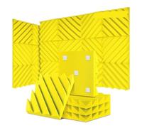 Paneles Acusticos 12/24 Pcs Home Studio Acoustic Absorption Panel Groove Sound Absorber High Density 3d Decorative Wall Panels(LXC-Yellow,12 Pcs,Medium Density)