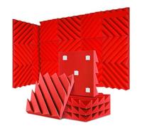 Paneles Acusticos 12/24 Pcs Home Studio Acoustic Absorption Panel Groove Sound Absorber High Density 3d Decorative Wall Panels(LXC-Red,12 Pcs,High Density)