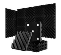 Paneles Acusticos 12/24 Pcs Home Studio Acoustic Absorption Panel Groove Sound Absorber High Density 3d Decorative Wall Panels(LXC-Black,24 Pcs,High Density)