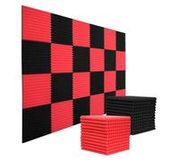 paneles acusticos 24 Pcs Acoustic Foam Soundproofing Wall Panels Studio Sound Absorption Insulation Groove Panel 30x30x2.5cm para Estudios, Estudios de Grabación, Oficinas(12Red 12Black)