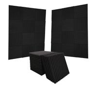 Paneles Acusticos 24 Pcs Acoustic Foam Soundproofing Wall Panels Studio Sound Absorption Insulation Groove Panel 30x30x2.5cm(24Black)