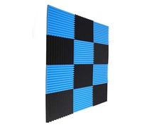 paneles acusticos 24 Pcs Acoustic Foam Soundproofing Wall Panels Studio Sound Absorption Insulation Groove Panel 30x30x2.5cm para Estudios, Estudios de Grabación, Oficinas(12Blue 12Black)