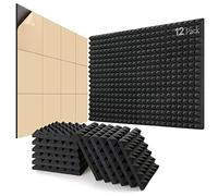Paneles Acusticos Adhesivos, 12 Piezas Espuma Acustica, 30 X 30 X 5cm, Insonorizacion Acustica Pared, Acoustic Panel para Gaming, Podcast, Studio
