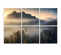 Paneles acústicos Art, paquete 6 pinturas arte pared grandes autoadhesivas para decoración paredes, paneles absorbentes sonido para estudio grabación, sala estar, 183 x 122 cm (Misty Forest)