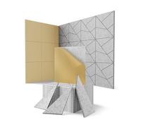 Paneles Acusticos Autoadhesivos, Pack de 18 - Absorción de Sonido para Pared, Techo, Puerta, Decorativos Diseño de Líneas Cortar - Ideal Studio pare Estudio, Gaming y Habitación (Gris, 30x30x0.9 cm)