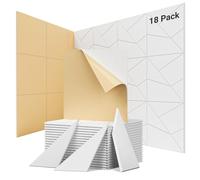 Paneles Acusticos Autoadhesivos, Pack de 18 - Absorción de Sonido para Pared, Techo, Puerta, Decorativos Diseño de Líneas Cortar - Ideal Studio pare Estudio, Gaming y Habitación (Blanco, 30x30x0.9 cm)