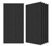 Paneles acústicos de 4 piezas Paneles acústicos de pared Paneles grandes insonorizados Panel absorbente de sonido estriado 3D con acabado Tratamiento acústico for estudio de grabación(Black)