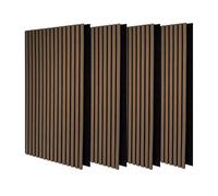 Paneles Acústicos de Madera Real, Panel para Pared Rectangular Decorativo 3D con Tejido de fieltro, Aislante con Chapa de Madera, Pack 4 unidades de 120 x 60 x 2,1 cms (2,88 m²) (Roble Oscuro)