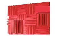 Paneles Acusticos Decorativos 12 Pack Noise Absorption Foam Wall Panel Soundproof Studio Recording Drum Room Sound Isolation Treatment Padding(Red,30x30x5cm,High Density)