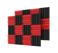 Paneles Acusticos Decorativos 24Pcs Studio Acoustic Foam Sound Absorbing Noise Insulation Proofing Treatment Panels 2" x 10"(12Black12Red)