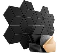 Paneles Acústicos Hexagonales Panel de espuma autoadhesivo insonorizado con revestimiento en Y for absorber el ruido y eliminar eco(Black,8 PCS)