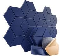 Paneles Acústicos Hexagonales Panel de espuma fieltro autoadhesivo con diseño en Y, insonorizante, for absorber el ruido y eliminar eco(Dark blue,4 PCS)