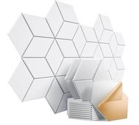 Paneles Acústicos Hexagonales Panel de espuma fieltro autoadhesivo con diseño en Y, insonorizante, for absorber el ruido y eliminar eco(White,12 PCS)