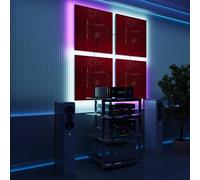 Paneles acústicos LED para pared con luz RGB | Control de eco y absorción sonora | Tratamiento acústico elegante con retroiluminación ambiental | [4x WAVE - Separados - SQUARE | Plástico rojo]