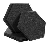 Paneles Acusticos Paneles de pared con absorción sonido, 6 piezas, aislamiento decorativo for dormitorio(48-Sesame Black,Small Hexagon,1.0cm Super Density)