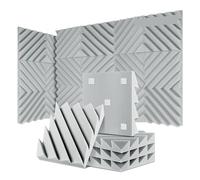 Paneles acústicos para paredes 12/24 Pcs Home Studio Acoustic Absorption Panel Groove Sound Absorber High Density 3d Decorative Wall Panels(LXC-Grey,24 Pcs,Medium Density)