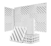 Paneles acústicos para paredes 12/24 Pcs Home Studio Acoustic Absorption Panel Groove Sound Absorber High Density 3d Decorative Wall Panels(LXC-White,12 Pcs,Medium Density)