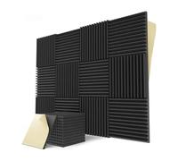 Paneles acústicos para paredes 12/24Pcs Self-Adhesive Studio Acoustic Foam Panels High Density Soundproof Wall for Gaming Room Home 30x30x2.5cm(Black,12pcs)